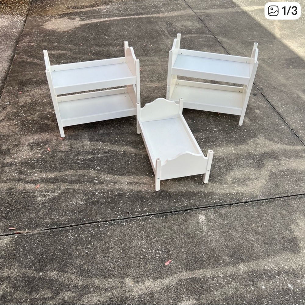 Pottery Bran white wooden doll bed